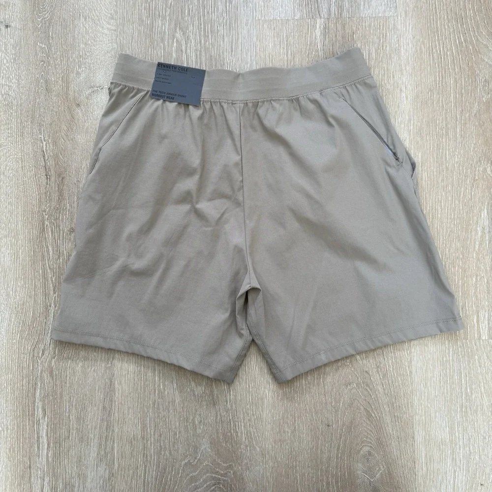 Kenneth Cole Tech Jogger Shorts Flex Stretch Water Resist Woven Nylon‎ Gravel